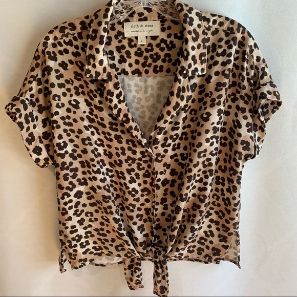 Cloth & Stone --Women’s Small animal print tie- waist top - Picture 1 of 10